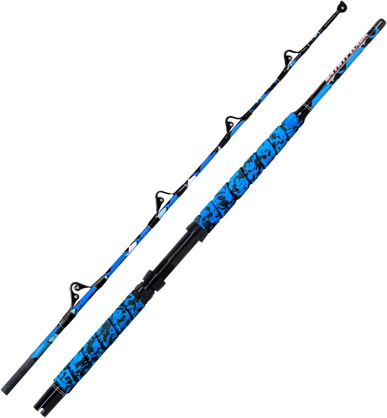Fiblink Saltwater Fishing Rod 1Piece/2Piece Offshore Trolling Rod / Blue Camouflage (5'6"/6'/7')