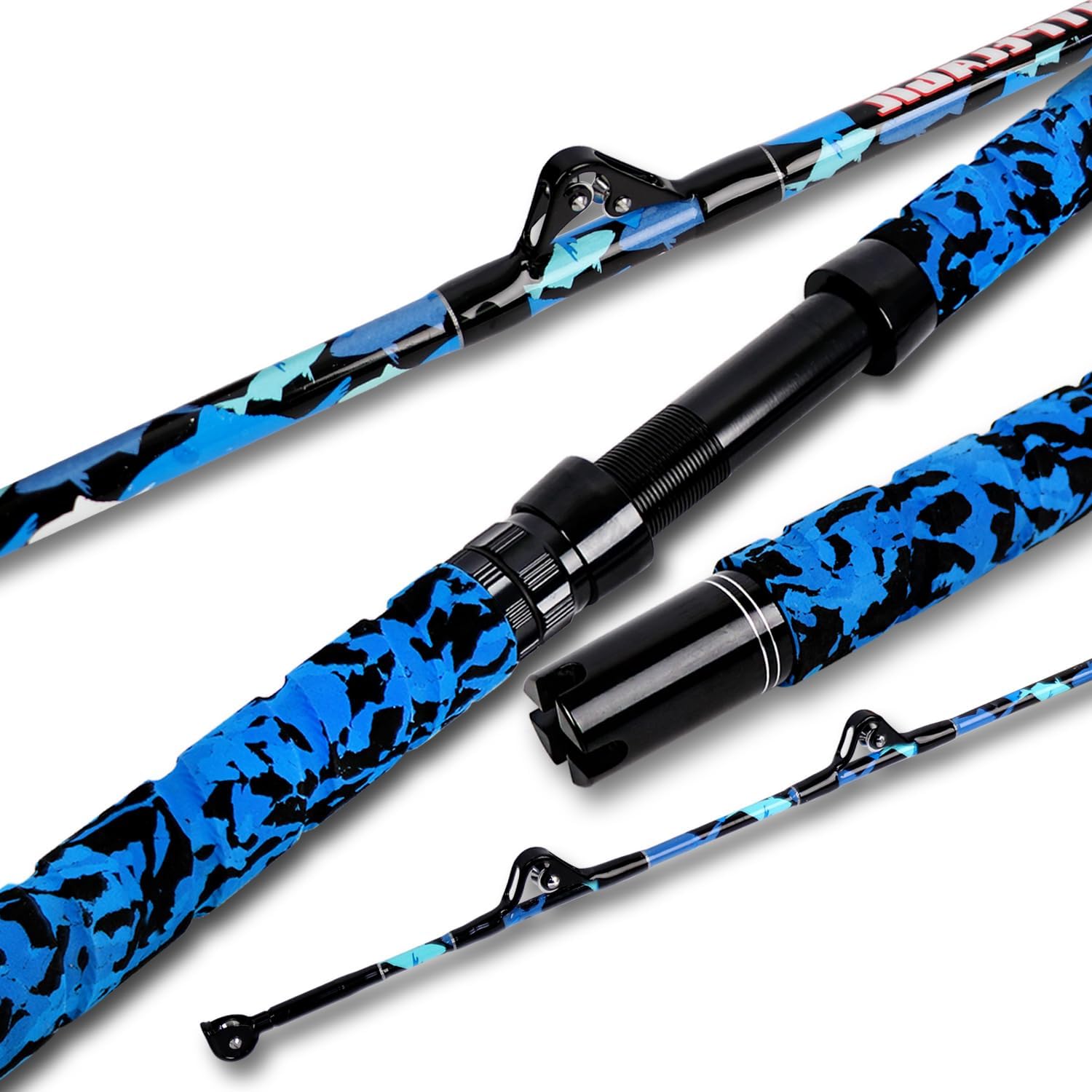 Fiblink Saltwater Fishing Rod 1Piece/2Piece Offshore Trolling Rod / Blue Camouflage (5'6"/6'/7')