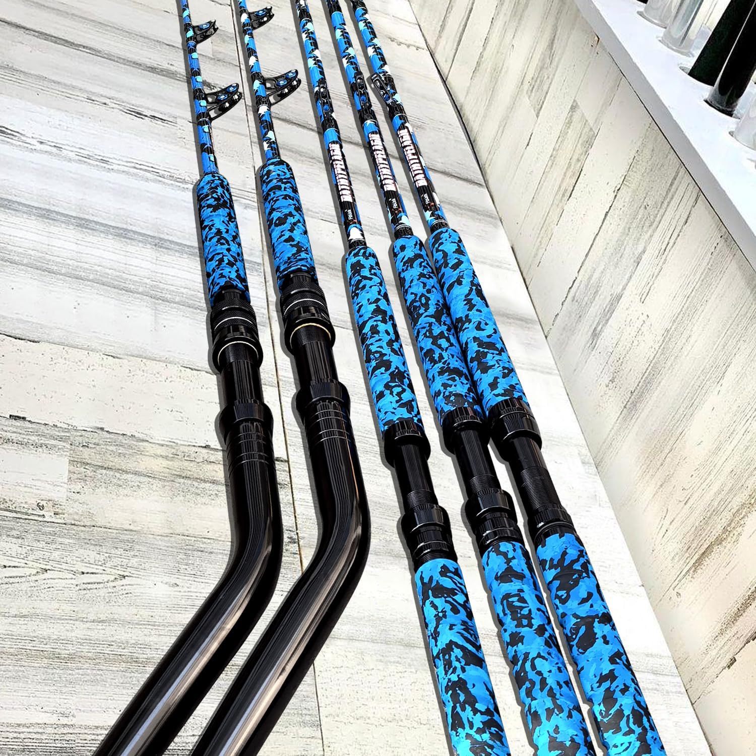 Fiblink Saltwater Fishing Rod 1Piece/2Piece Offshore Trolling Rod / Blue Camouflage (5'6"/6'/7')