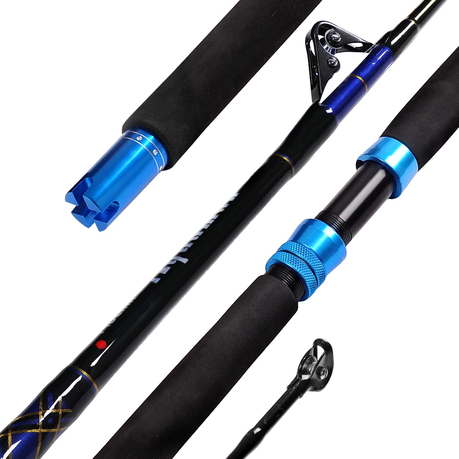 Fiblink 1-Piece Saltwater Offshore Trolling Rod Conventional Boat Rod Carbon Fishing Pole(6 Feet, 30-50 lb)